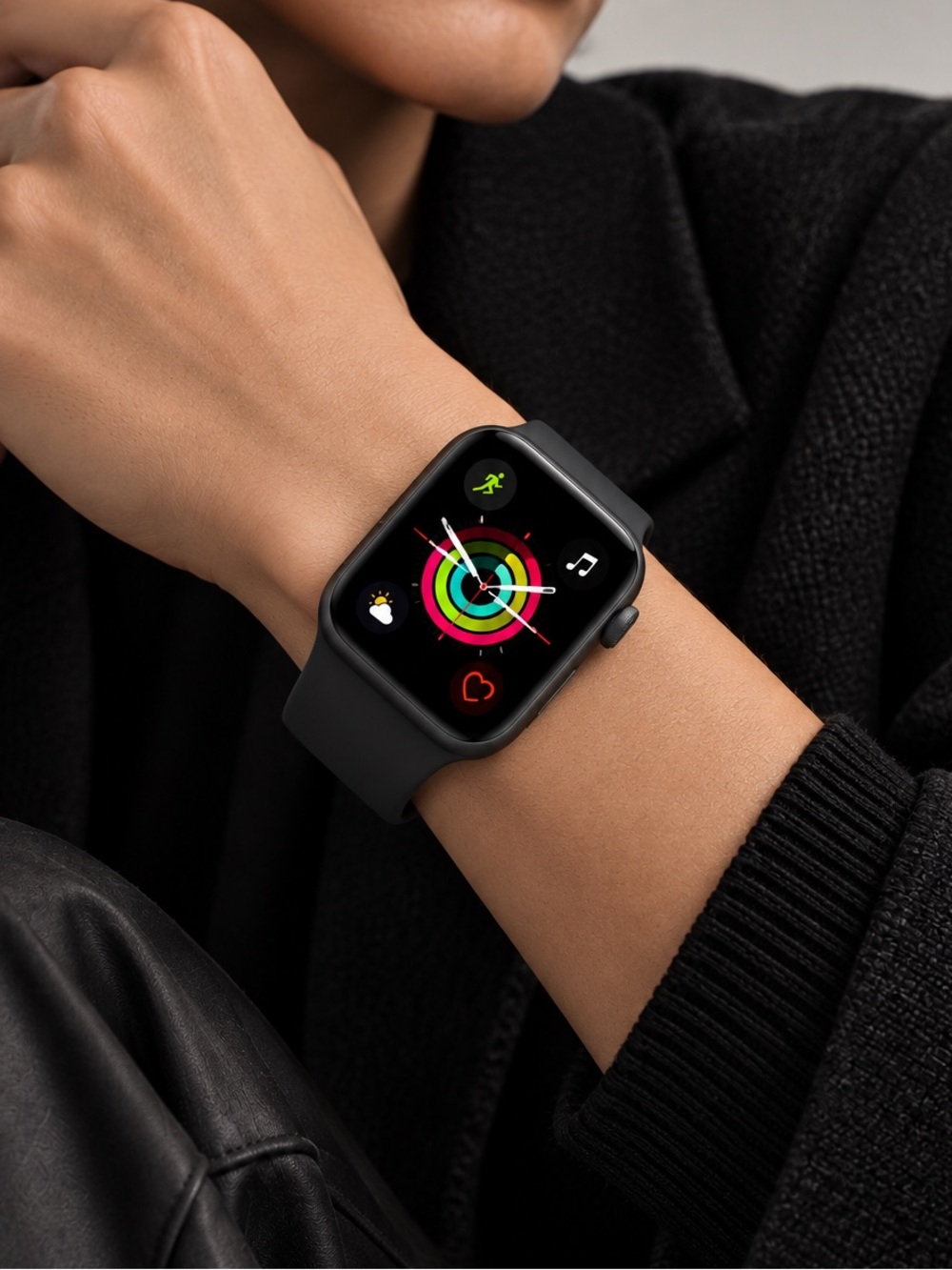 Apple Watch SE (2nd Generation) 44MM with Black Sport Band and Magnetic Charger